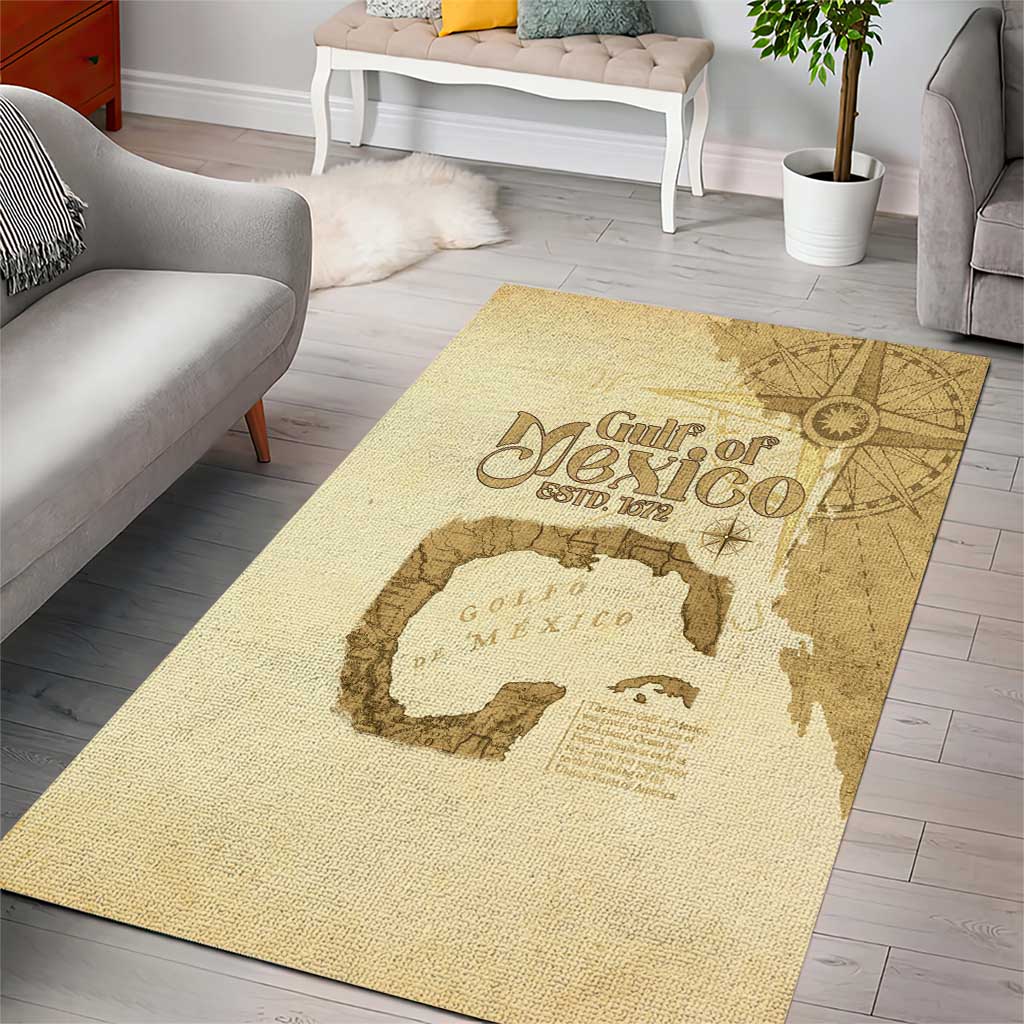 Gulf Of Mexico Estd 1672 Area Rug Vintage Style