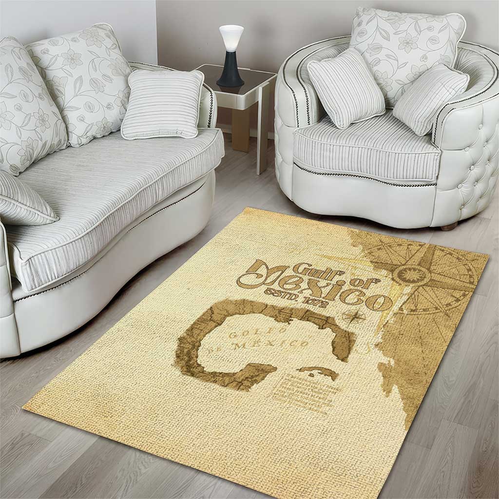 Gulf Of Mexico Estd 1672 Area Rug Vintage Style