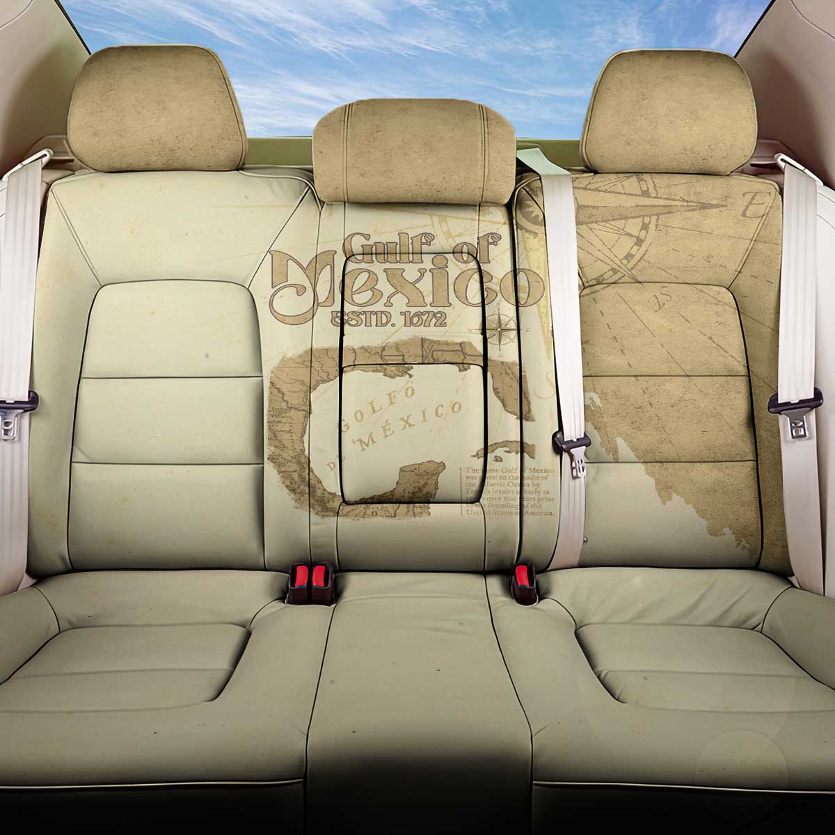 Gulf Of Mexico Estd 1672 Back Car Seat Cover Vintage Style