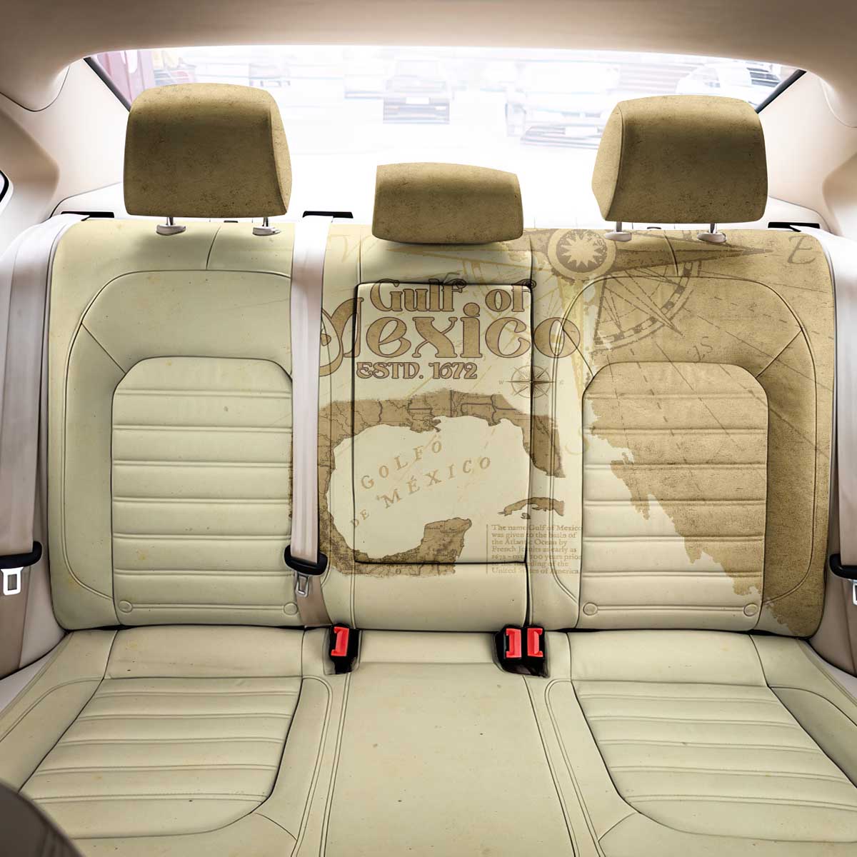 Gulf Of Mexico Estd 1672 Back Car Seat Cover Vintage Style