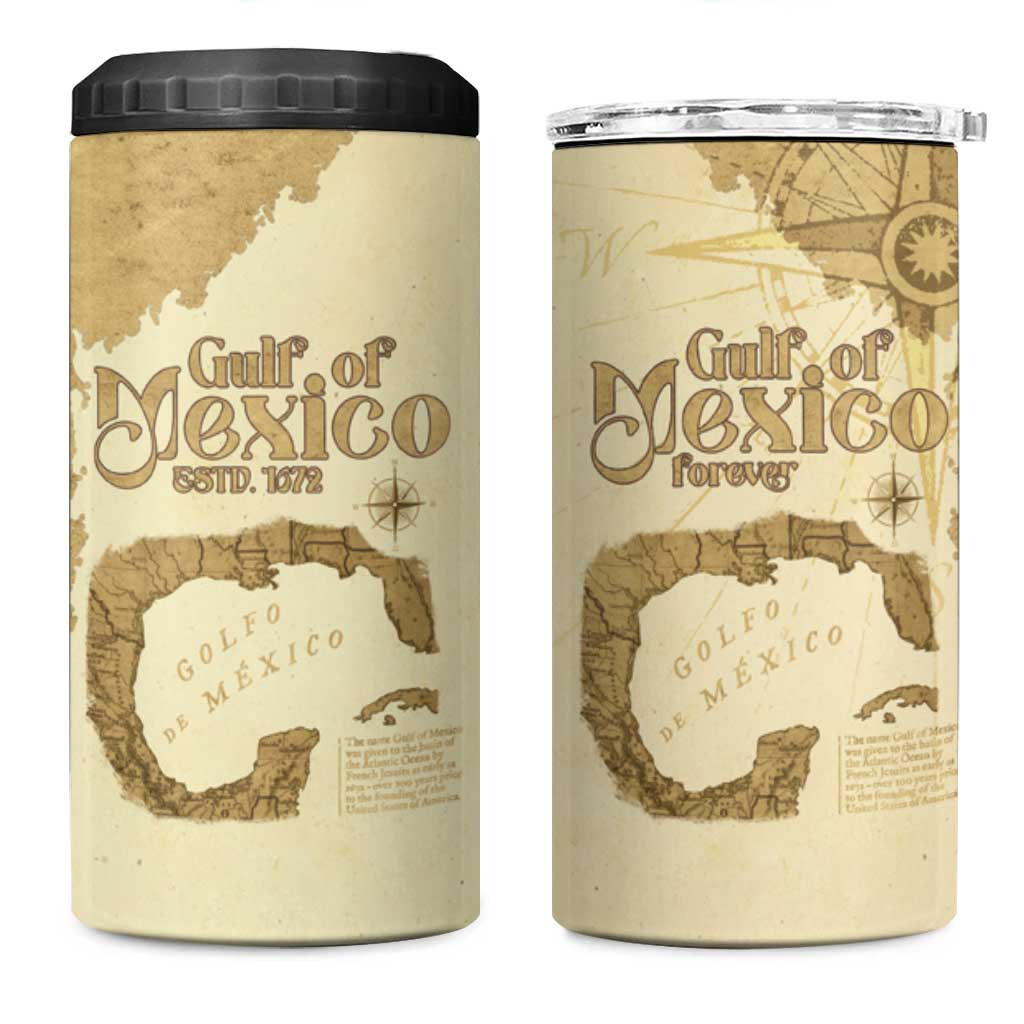 Gulf Of Mexico Estd 1672 4 in 1 Can Cooler Tumbler Vintage Style