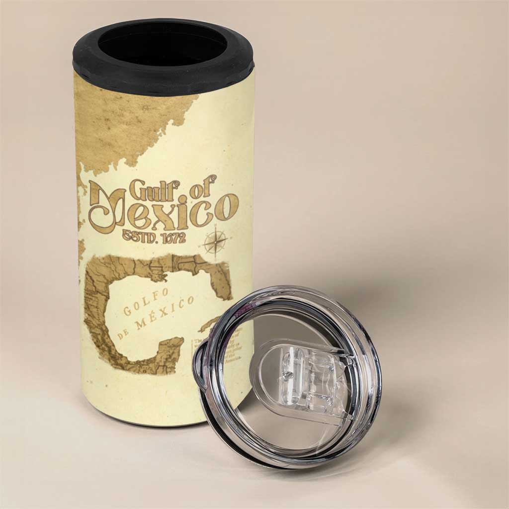 Gulf Of Mexico Estd 1672 4 in 1 Can Cooler Tumbler Vintage Style