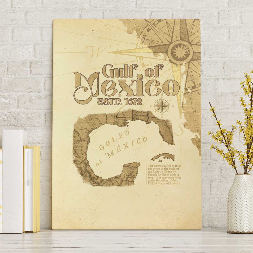 Gulf Of Mexico Estd 1672 Canvas Wall Art Vintage Style
