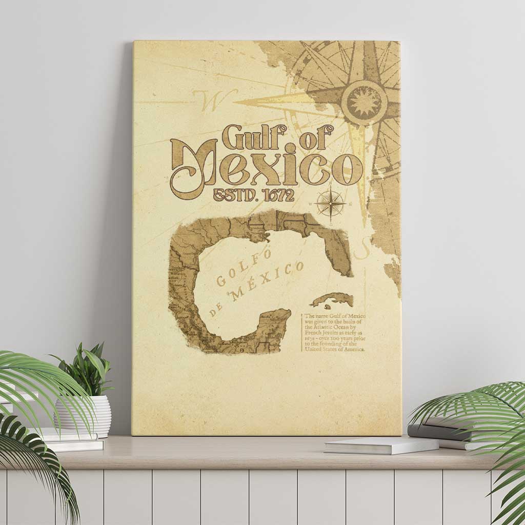 Gulf Of Mexico Estd 1672 Canvas Wall Art Vintage Style