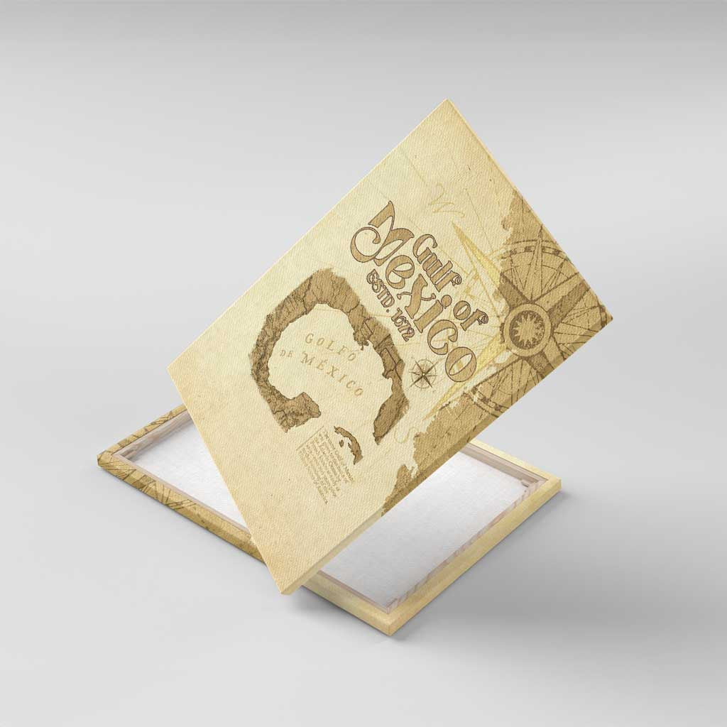 Gulf Of Mexico Estd 1672 Canvas Wall Art Vintage Style