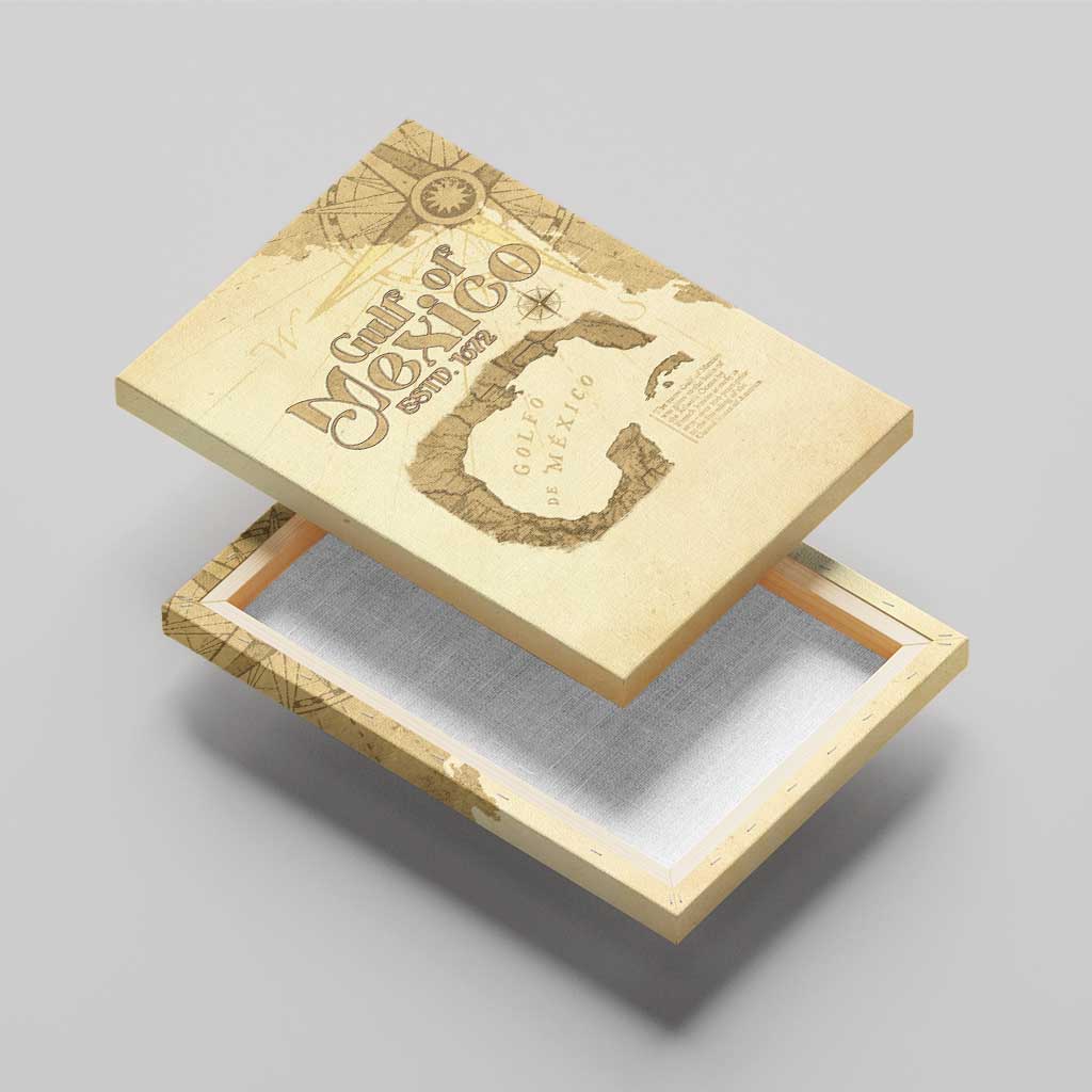 Gulf Of Mexico Estd 1672 Canvas Wall Art Vintage Style