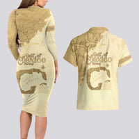 Gulf Of Mexico Estd 1672 Couples Matching Long Sleeve Bodycon Dress and Hawaiian Shirt Vintage Style