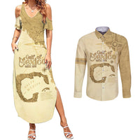 Gulf Of Mexico Estd 1672 Couples Matching Summer Maxi Dress and Long Sleeve Button Shirt Vintage Style