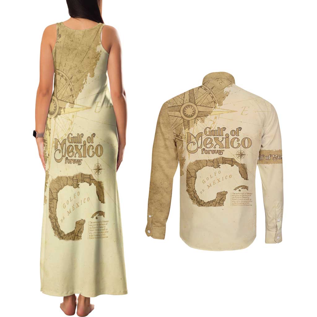 Gulf Of Mexico Estd 1672 Couples Matching Tank Maxi Dress and Long Sleeve Button Shirt Vintage Style