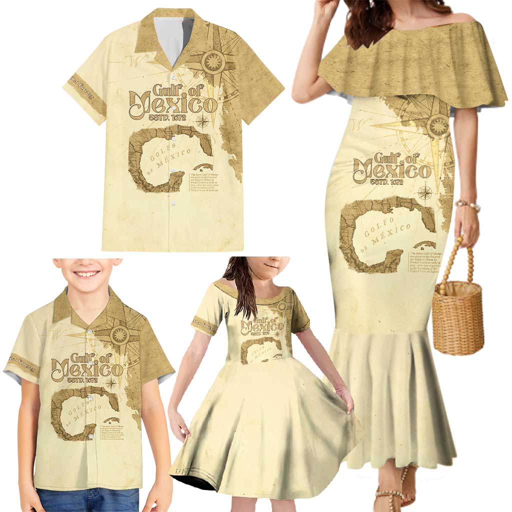Gulf Of Mexico Estd 1672 Family Matching Mermaid Dress and Hawaiian Shirt Vintage Style