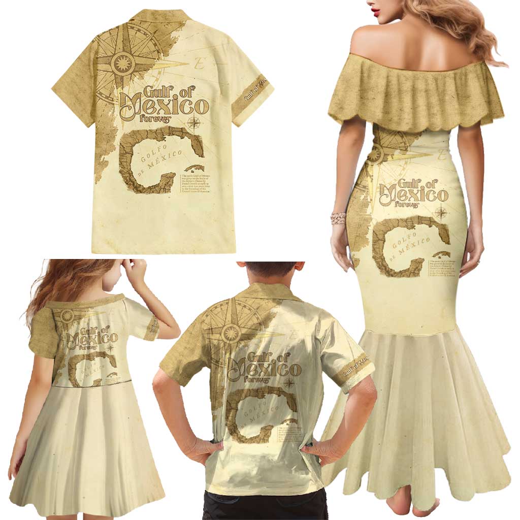 Gulf Of Mexico Estd 1672 Family Matching Mermaid Dress and Hawaiian Shirt Vintage Style