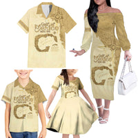 Gulf Of Mexico Estd 1672 Family Matching Off The Shoulder Long Sleeve Dress and Hawaiian Shirt Vintage Style