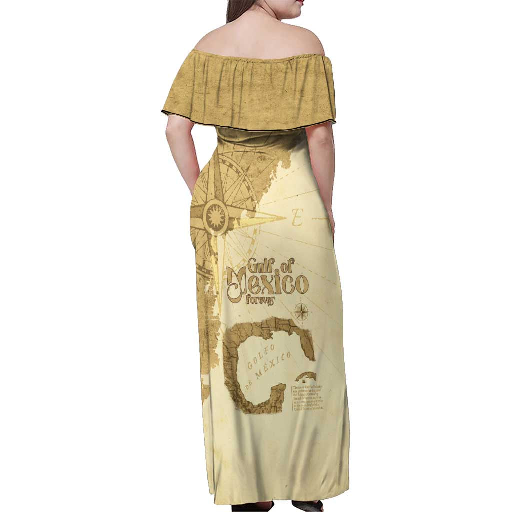 Gulf Of Mexico Estd 1672 Family Matching Off Shoulder Maxi Dress and Hawaiian Shirt Vintage Style