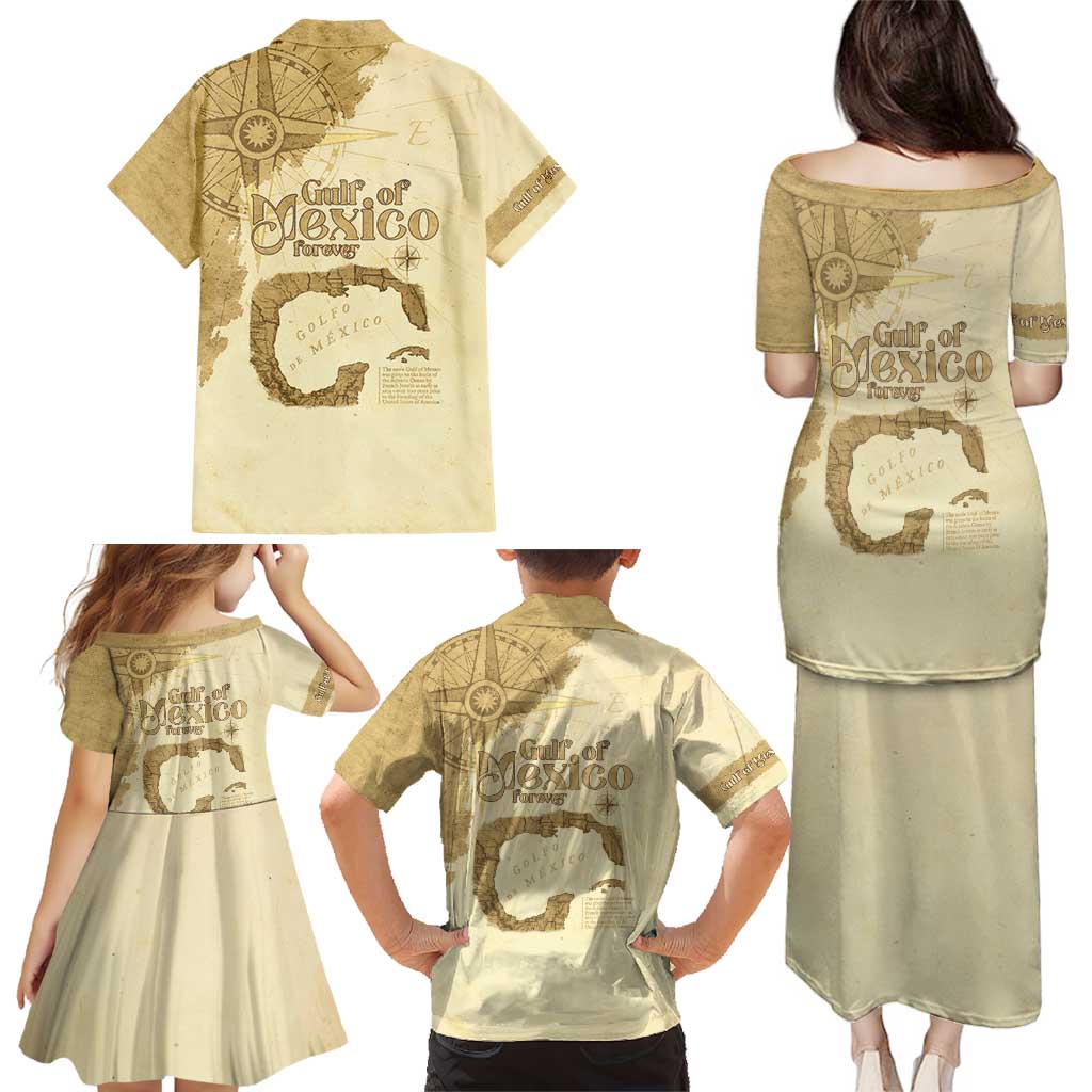 Gulf Of Mexico Estd 1672 Family Matching Puletasi and Hawaiian Shirt Vintage Style