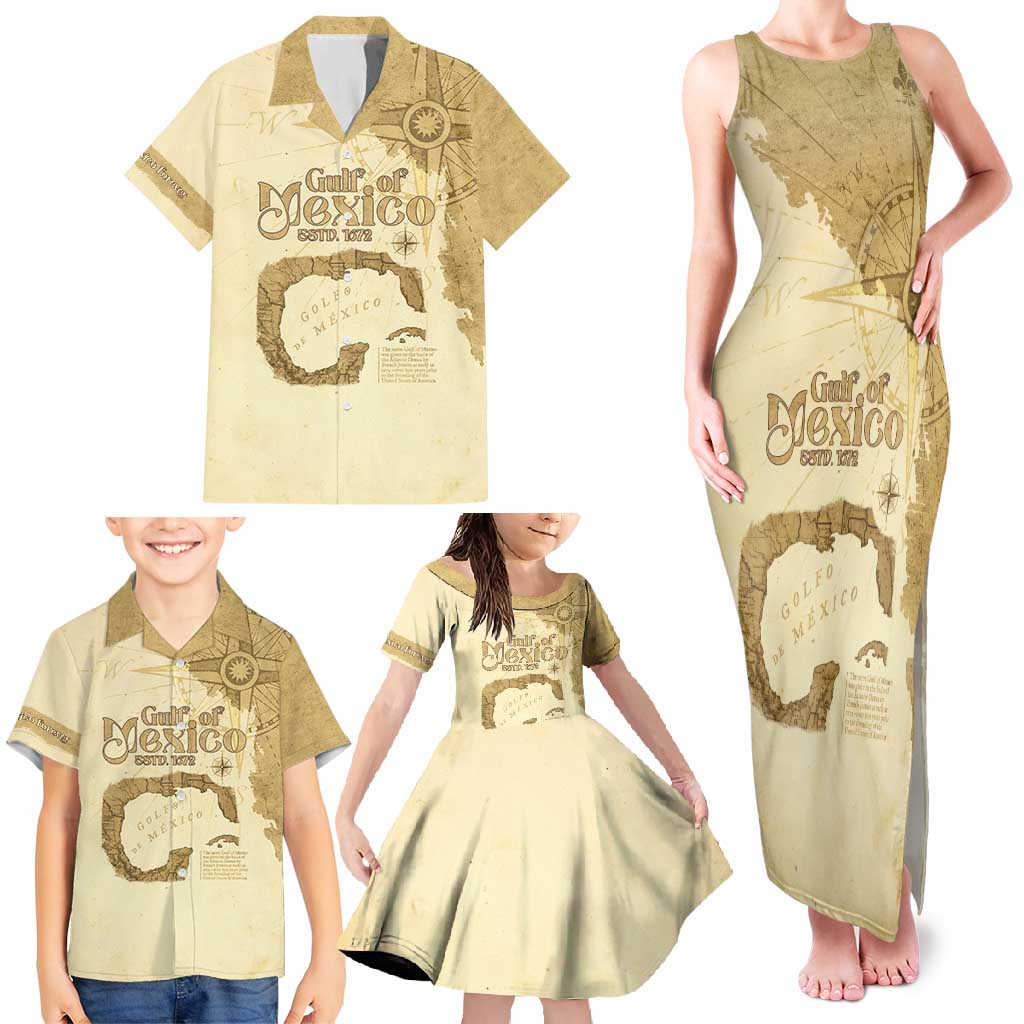 Gulf Of Mexico Estd 1672 Family Matching Tank Maxi Dress and Hawaiian Shirt Vintage Style