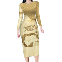 Gulf Of Mexico Estd 1672 Long Sleeve Bodycon Dress Vintage Style