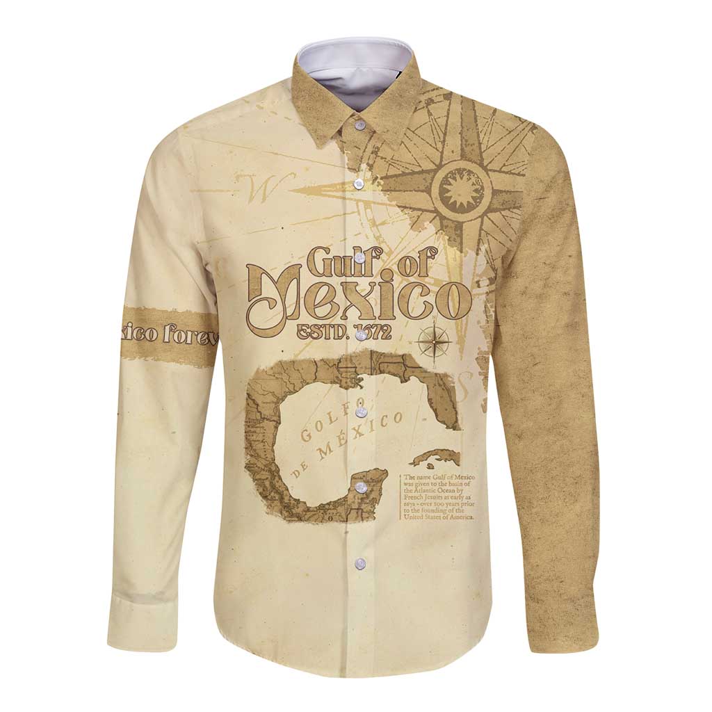 Gulf Of Mexico Estd 1672 Long Sleeve Button Shirt Vintage Style
