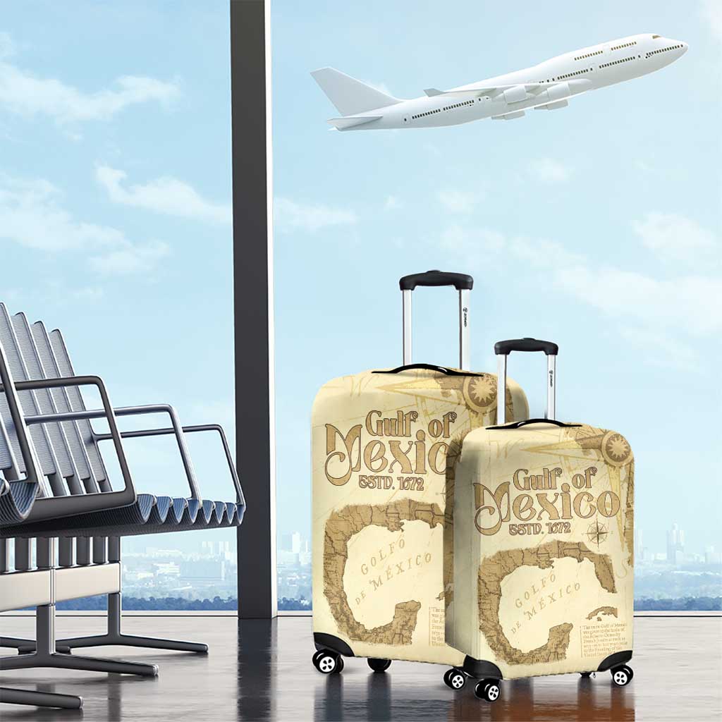 Gulf Of Mexico Estd 1672 Luggage Cover Vintage Style
