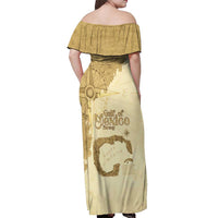 Gulf Of Mexico Estd 1672 Off Shoulder Maxi Dress Vintage Style