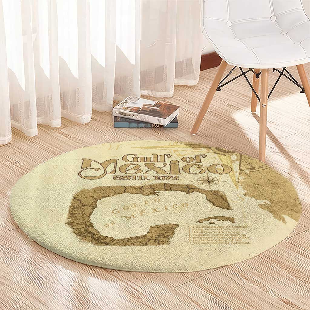 Gulf Of Mexico Estd 1672 Round Carpet Vintage Style