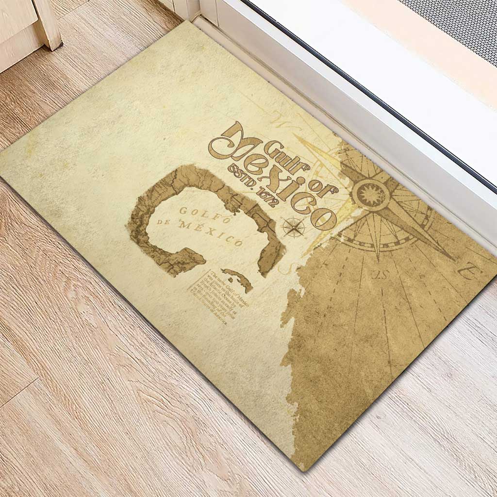 Gulf Of Mexico Estd 1672 Rubber Doormat Vintage Style