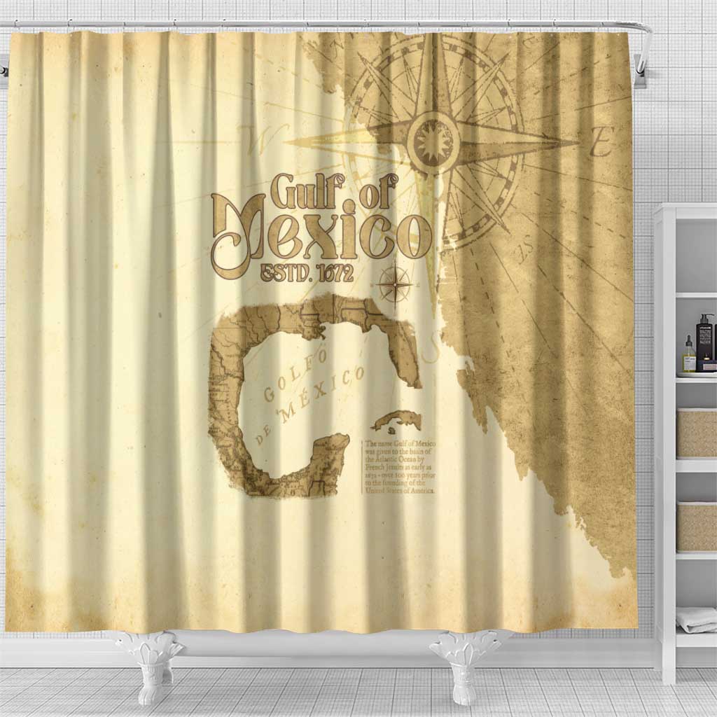 Gulf Of Mexico Estd 1672 Shower Curtain Vintage Style