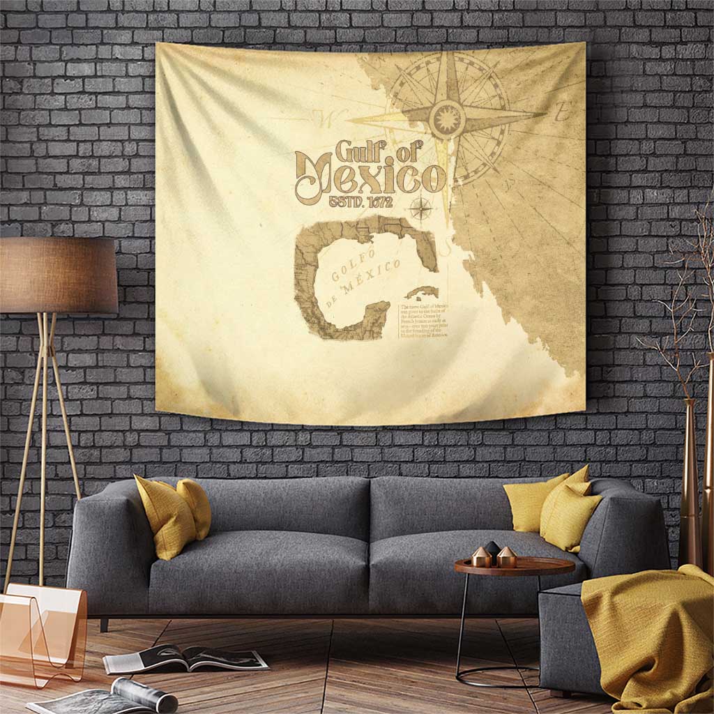 Gulf Of Mexico Estd 1672 Tapestry Vintage Style