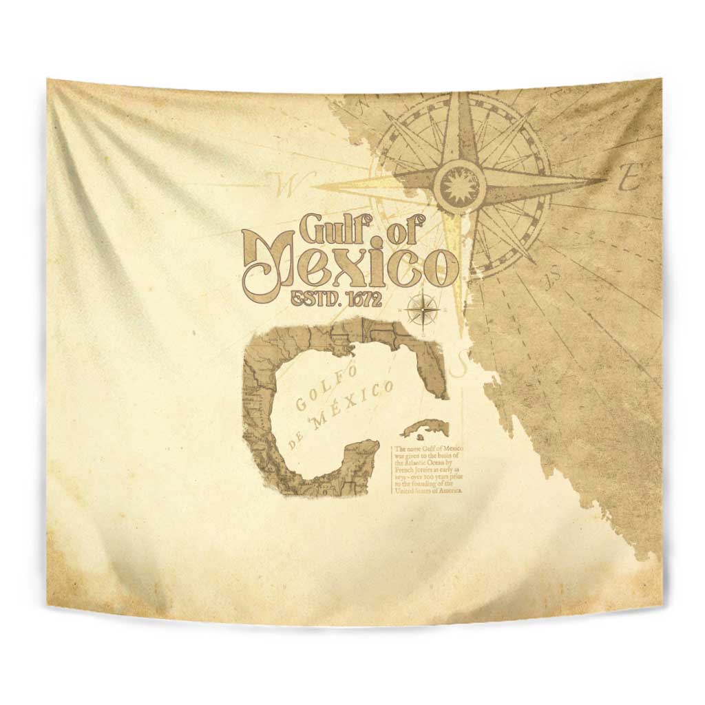 Gulf Of Mexico Estd 1672 Tapestry Vintage Style