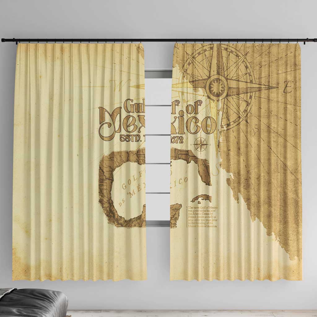 Gulf Of Mexico Estd 1672 Window Curtain Vintage Style