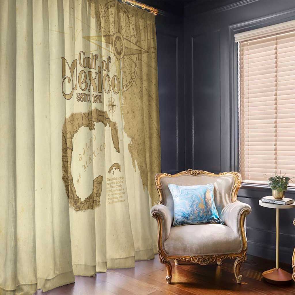 Gulf Of Mexico Estd 1672 Window Curtain Vintage Style