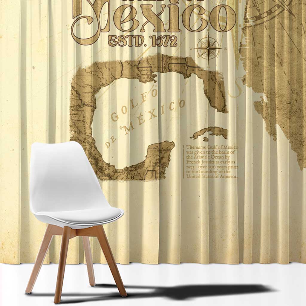 Gulf Of Mexico Estd 1672 Window Curtain Vintage Style