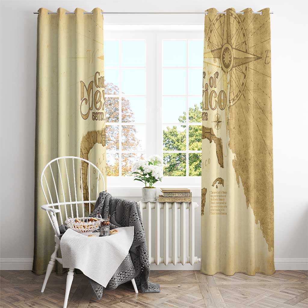 Gulf Of Mexico Estd 1672 Window Curtain Vintage Style