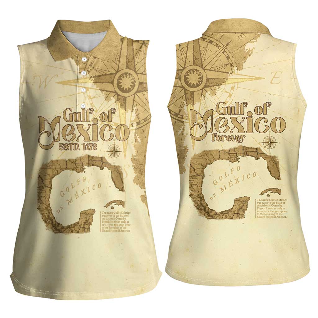 Gulf Of Mexico Estd 1672 Women Sleeveless Polo Shirt Vintage Style