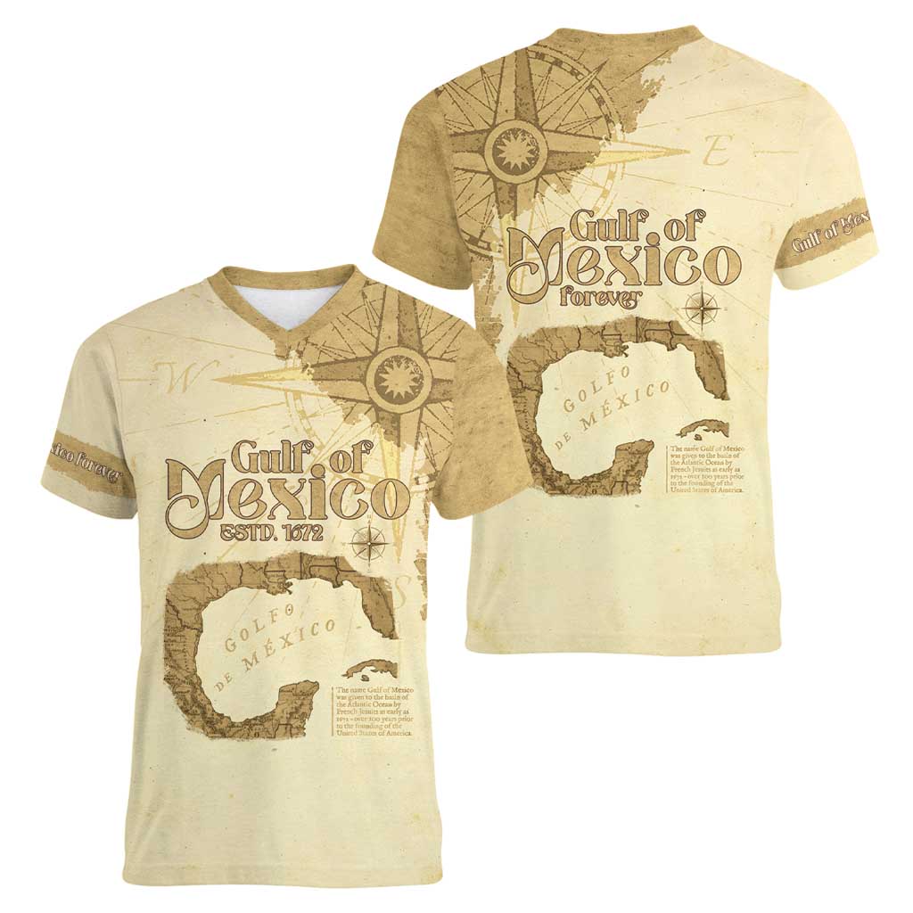 Gulf Of Mexico Estd 1672 Women V-Neck T-Shirt Vintage Style