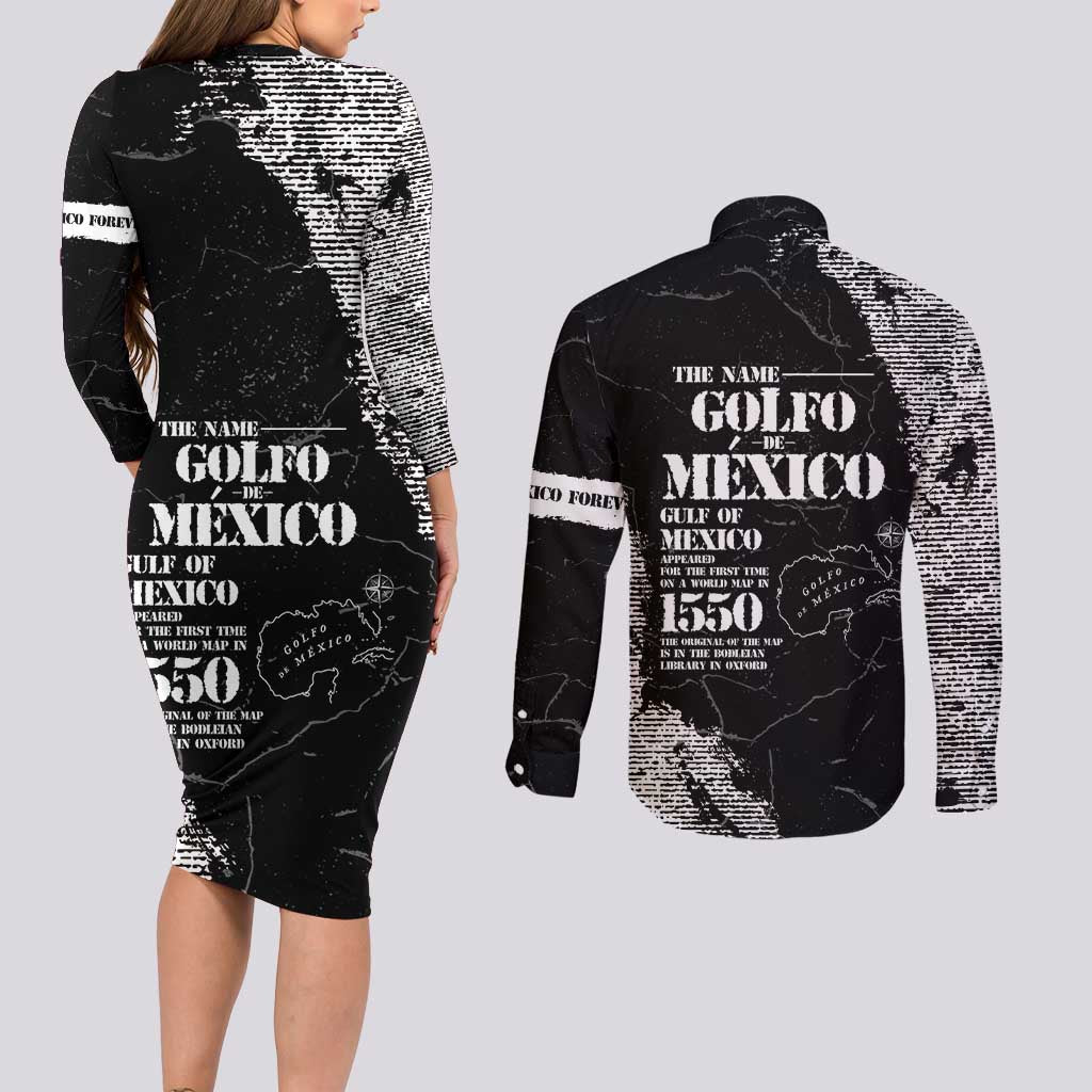 Golfo De Mexico Couples Matching Long Sleeve Bodycon Dress and Long Sleeve Button Shirt Est. Since 1550 And Forever