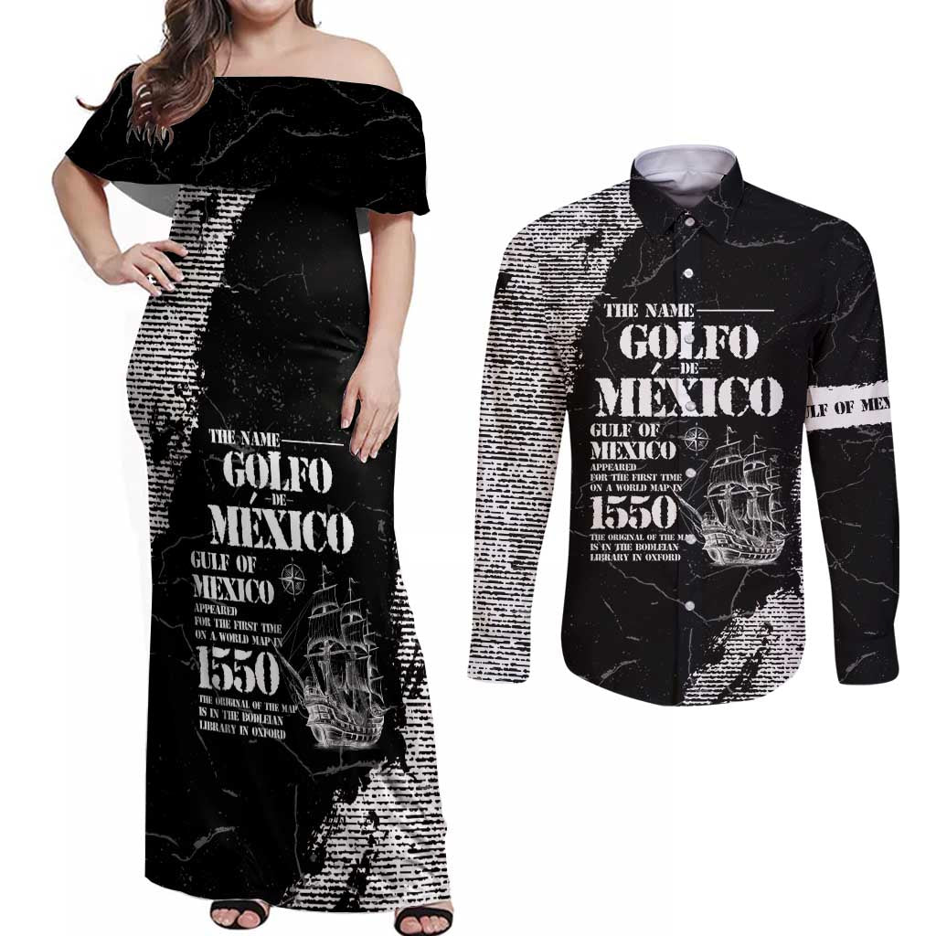 Golfo De Mexico Couples Matching Off Shoulder Maxi Dress and Long Sleeve Button Shirt Est. Since 1550 And Forever