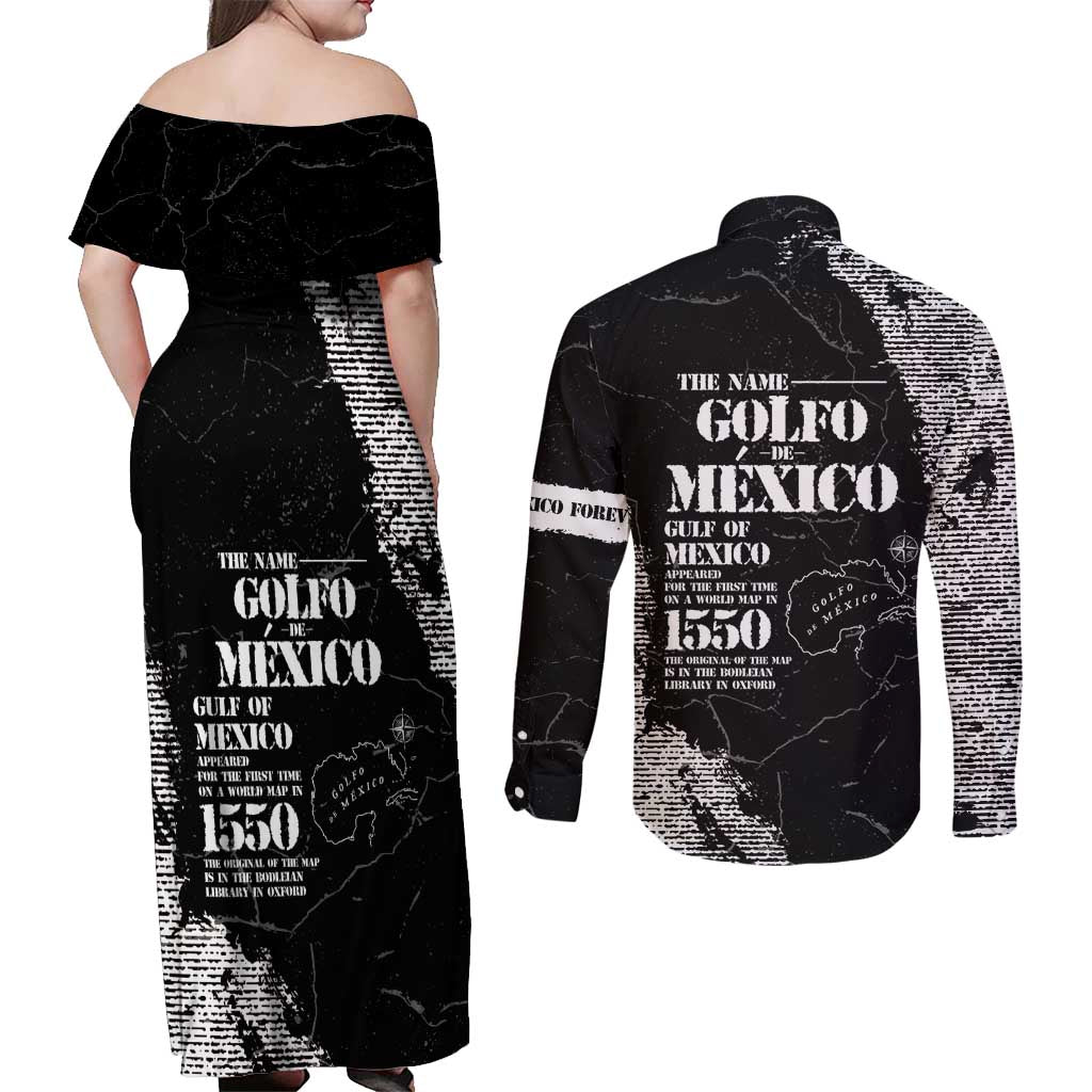 Golfo De Mexico Couples Matching Off Shoulder Maxi Dress and Long Sleeve Button Shirt Est. Since 1550 And Forever