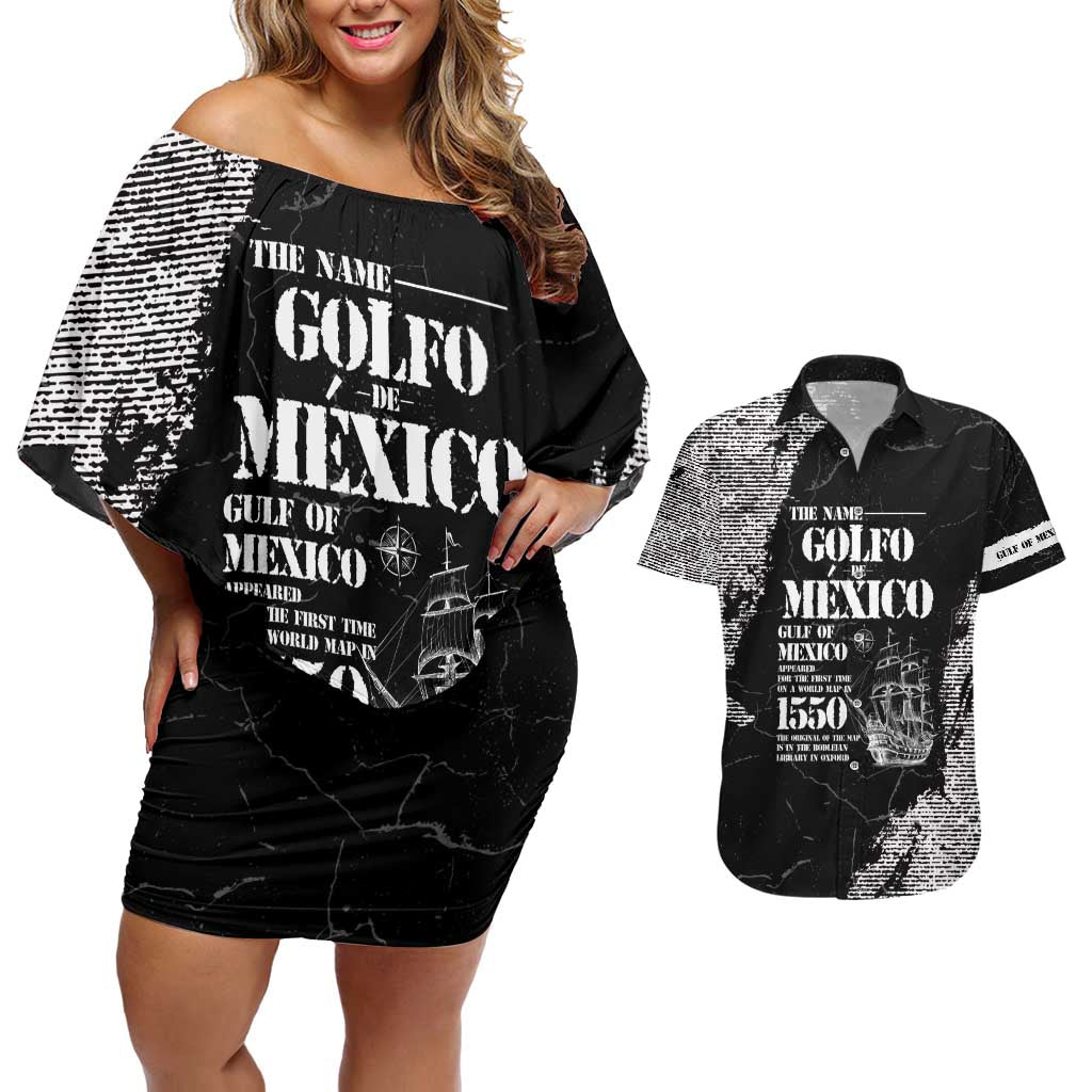 Golfo De Mexico Couples Matching Off Shoulder Short Dress and Hawaiian Shirt Est. Since 1550 And Forever