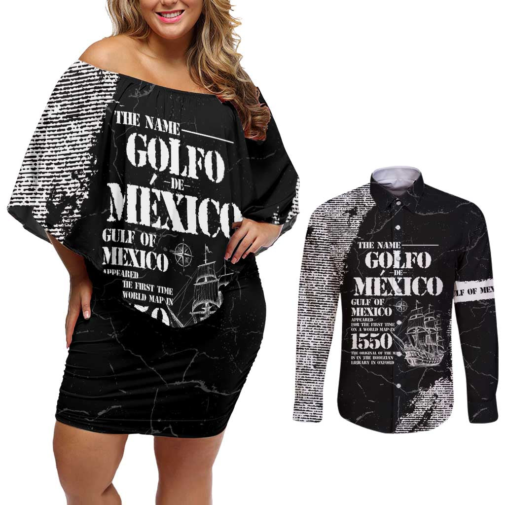 Golfo De Mexico Couples Matching Off Shoulder Short Dress and Long Sleeve Button Shirt Est. Since 1550 And Forever