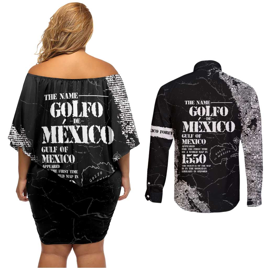 Golfo De Mexico Couples Matching Off Shoulder Short Dress and Long Sleeve Button Shirt Est. Since 1550 And Forever