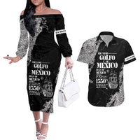 Golfo De Mexico Couples Matching Off The Shoulder Long Sleeve Dress and Hawaiian Shirt Est. Since 1550 And Forever
