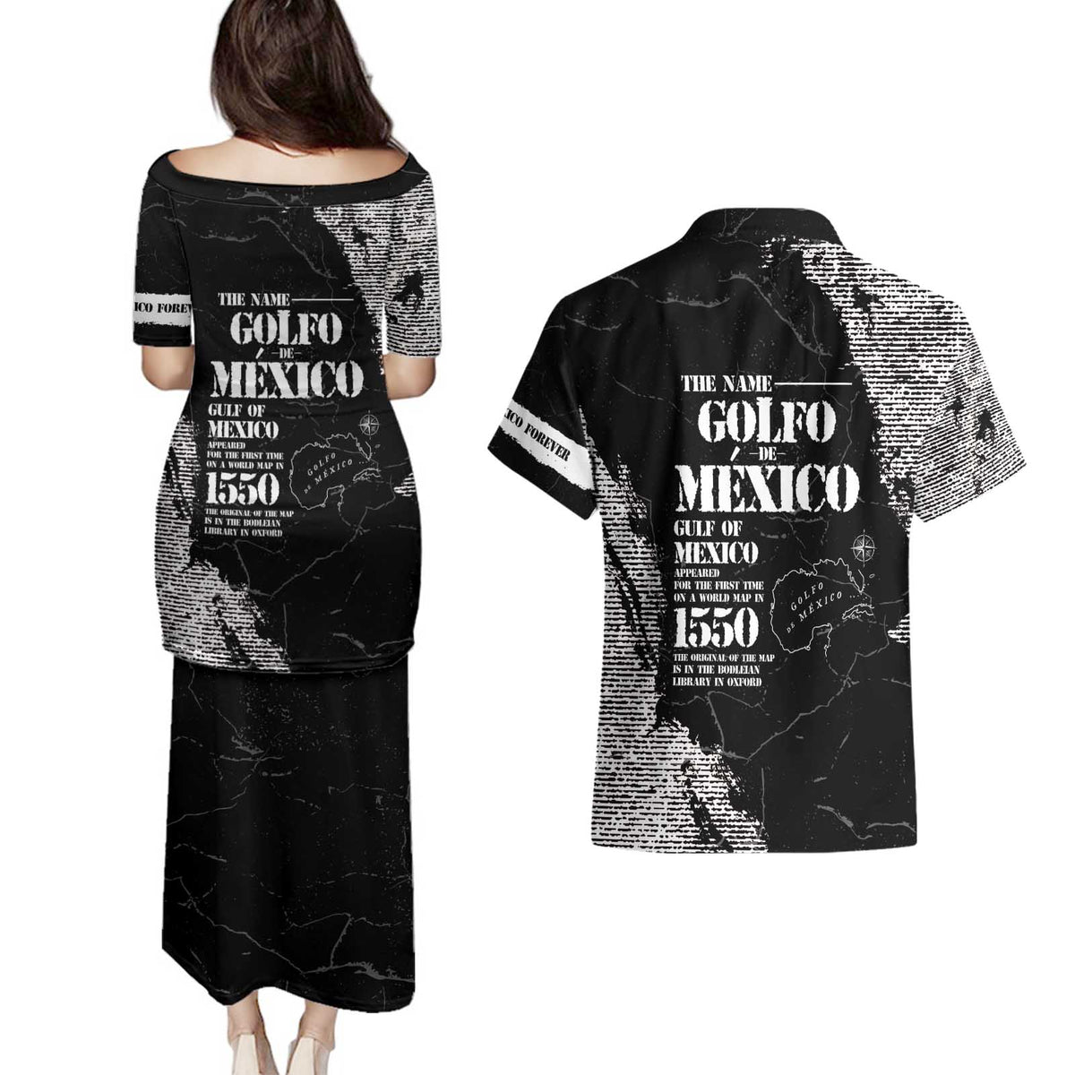 Golfo De Mexico Couples Matching Puletasi and Hawaiian Shirt Est. Since 1550 And Forever