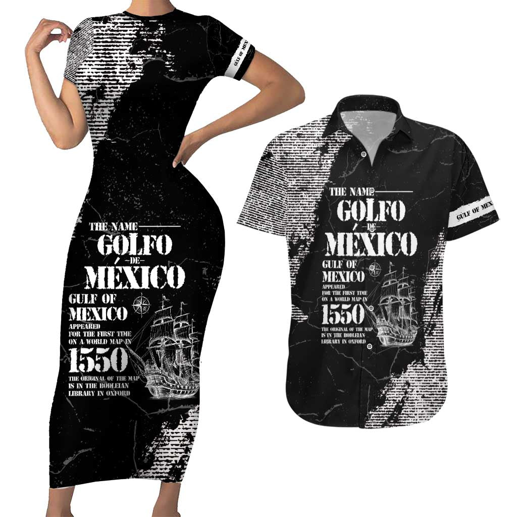 Golfo De Mexico Couples Matching Short Sleeve Bodycon Dress and Hawaiian Shirt Est. Since 1550 And Forever