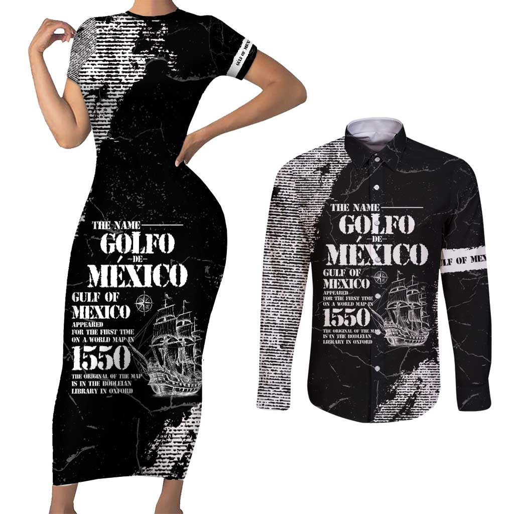 Golfo De Mexico Couples Matching Short Sleeve Bodycon Dress and Long Sleeve Button Shirt Est. Since 1550 And Forever