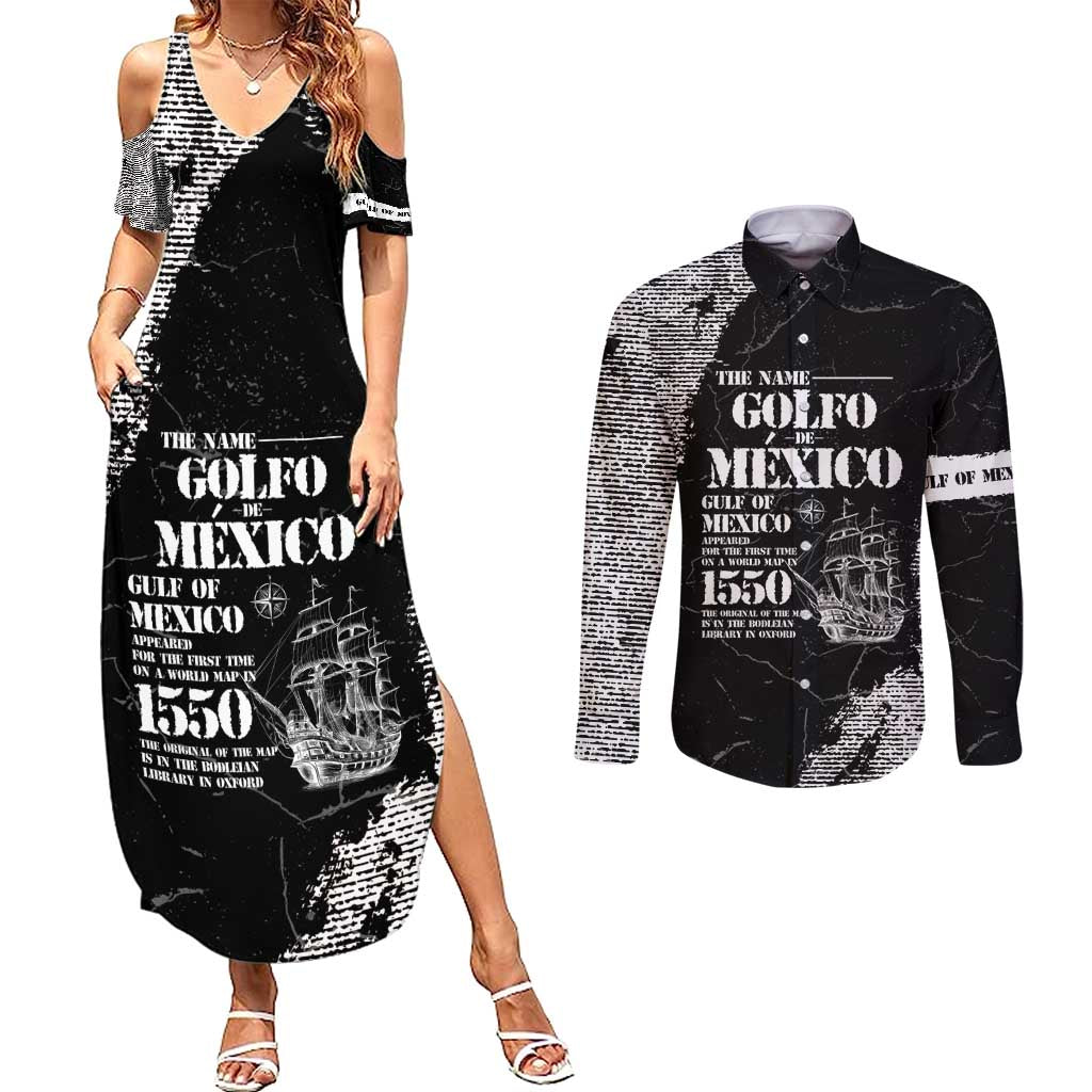 Golfo De Mexico Couples Matching Summer Maxi Dress and Long Sleeve Button Shirt Est. Since 1550 And Forever