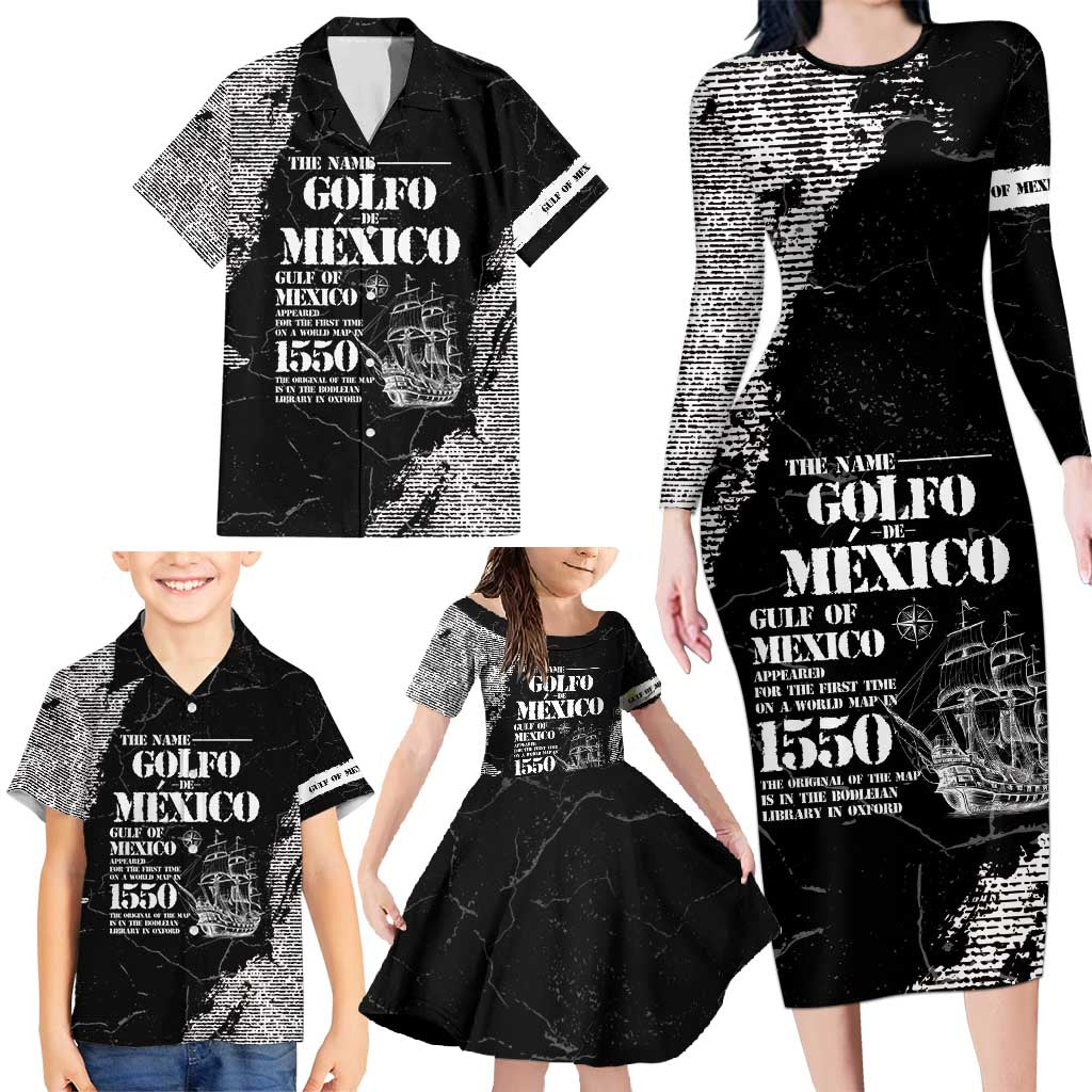 Golfo De Mexico Family Matching Long Sleeve Bodycon Dress and Hawaiian Shirt Est. Since 1550 And Forever