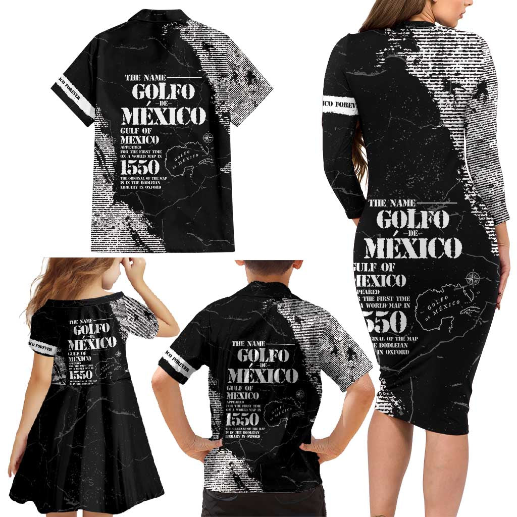 Golfo De Mexico Family Matching Long Sleeve Bodycon Dress and Hawaiian Shirt Est. Since 1550 And Forever