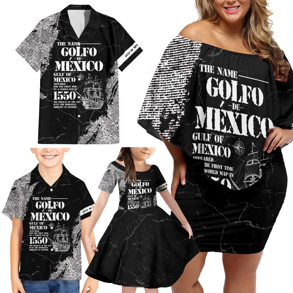 Golfo De Mexico Family Matching Off Shoulder Short Dress and Hawaiian Shirt Est. Since 1550 And Forever