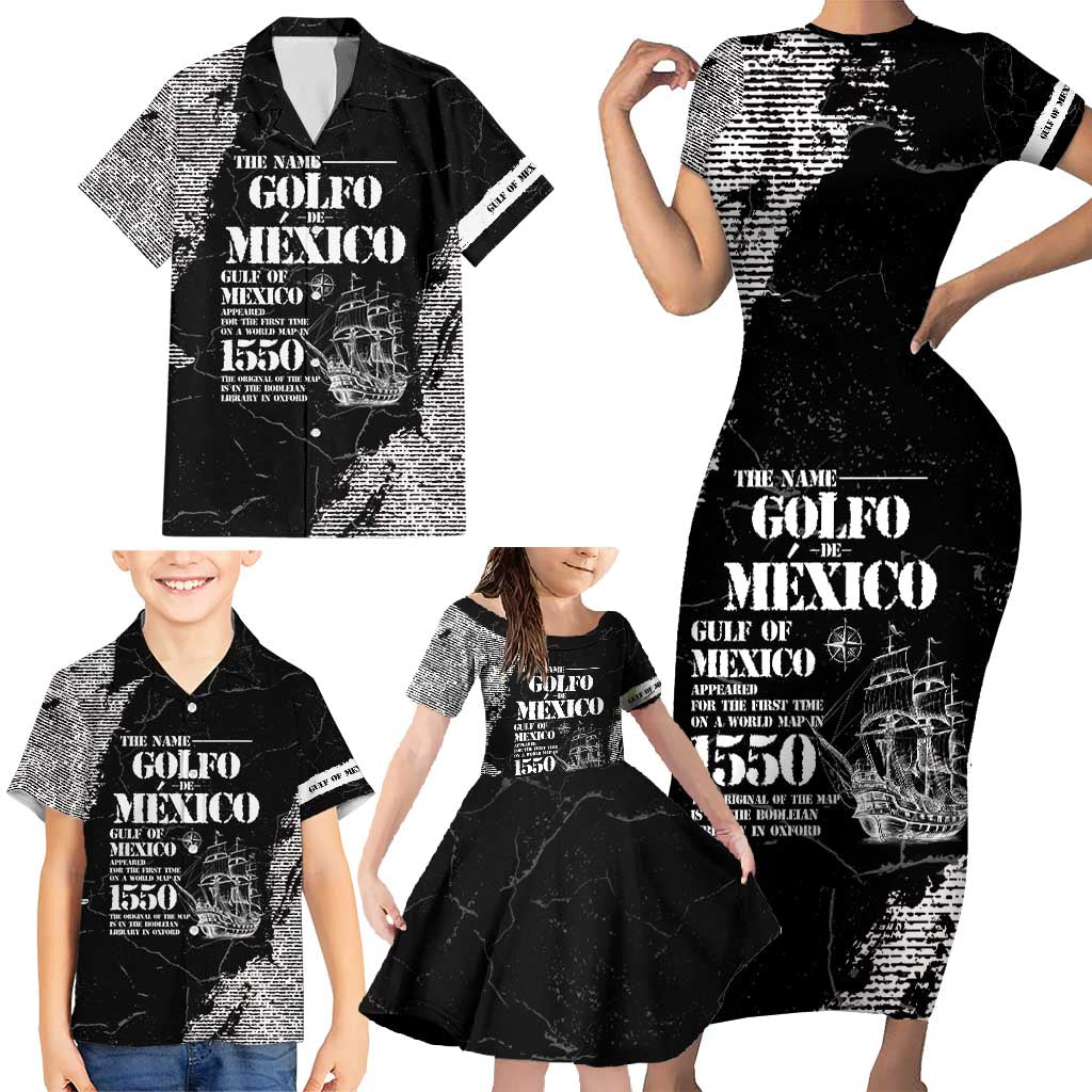 Golfo De Mexico Family Matching Short Sleeve Bodycon Dress and Hawaiian Shirt Est. Since 1550 And Forever