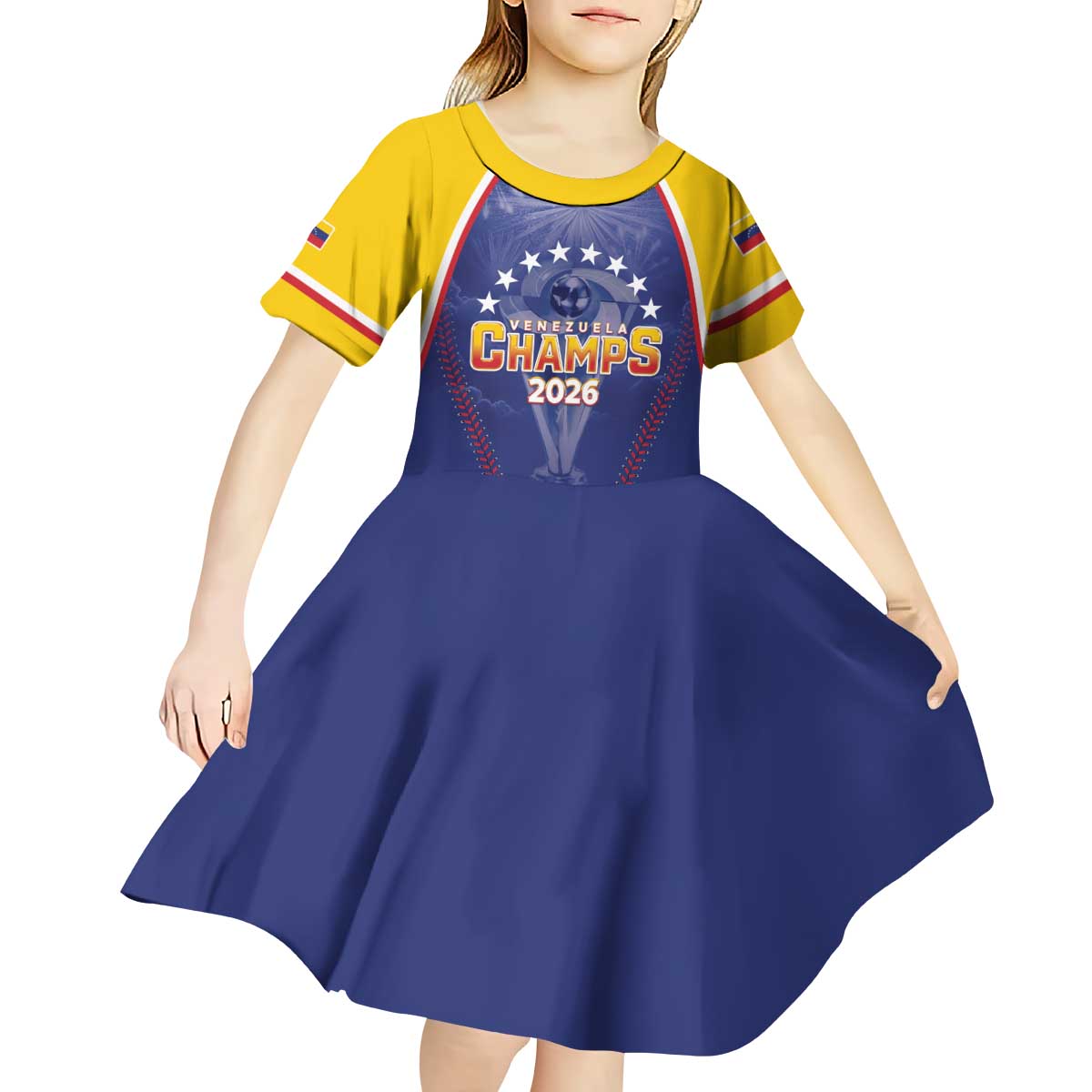 Venezuela Baseball Custom Kid Short Sleeve Dress 1st Champions Glorious Victory